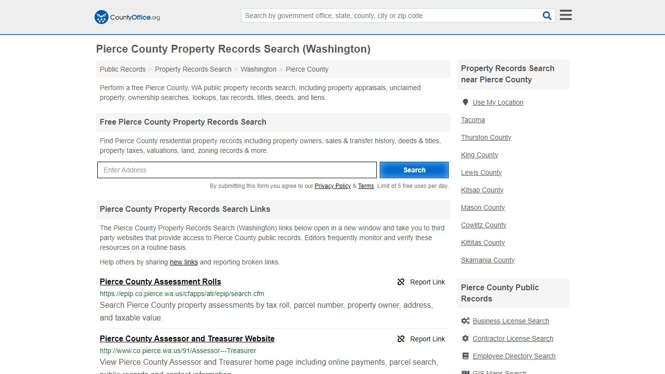 Pierce County Property Records Search (Washington) - County Office